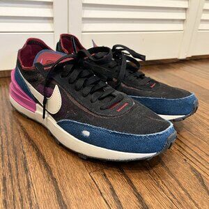 Nike Waffle One women's size 8 black/navy blue/purple sneakers